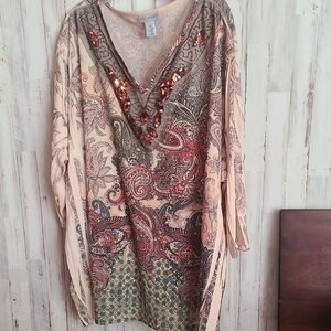 Catherines Multicolor Paisley V-Neck Top
